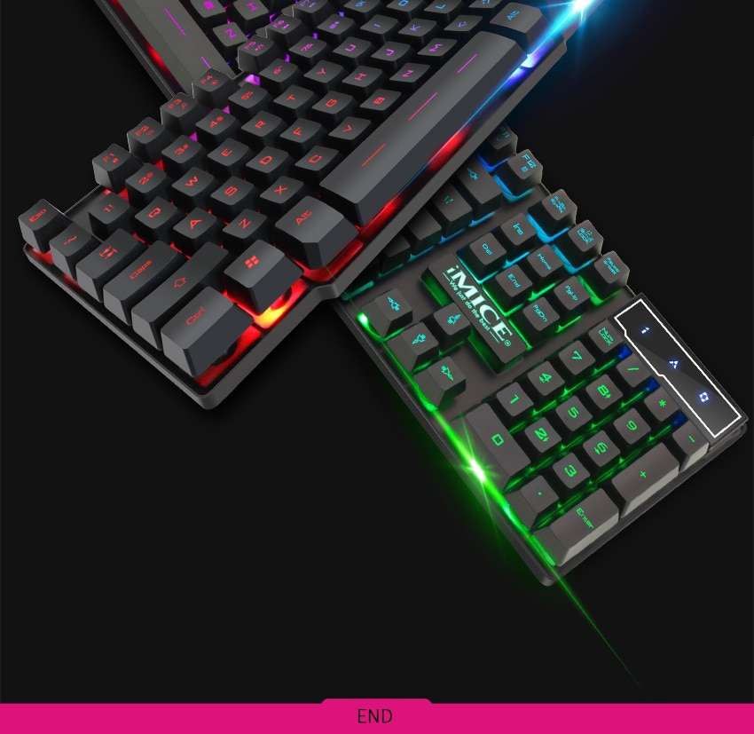 iMice Gaming Keyboard 7 Colors LED Backlit USB Wired Gamer Keyboard Professional Gaming Keyboard for PC Desktop Laptop Computer