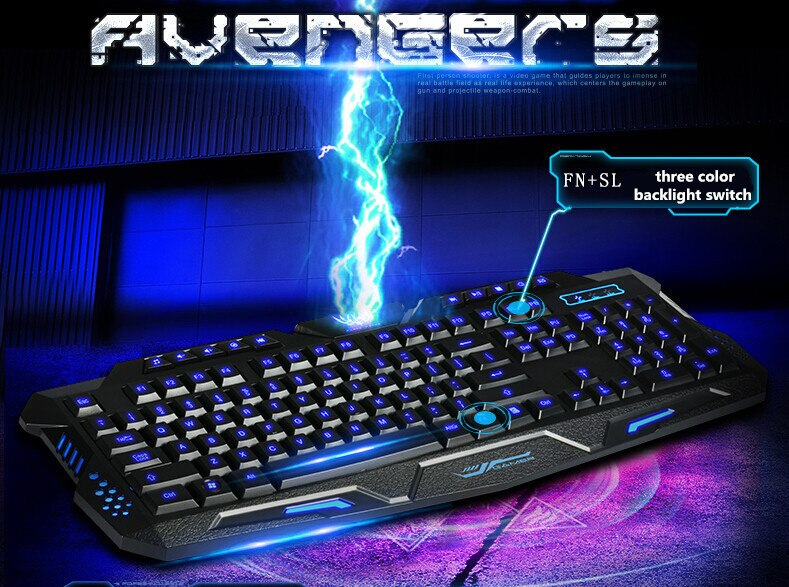 Wired Triple Color Backlit Illuminate Gaming Keyboard Gamer Backlight LED USB for Computer Desktop PC