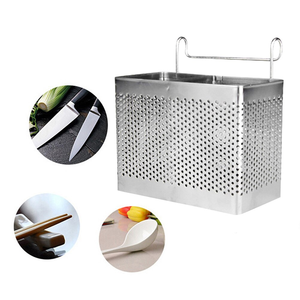 2pcs Chopsticks Storage Rack Cutlery Holder Stainless Steel Chopsticks Holder Hanging Cutlery Drying Basket Tableware Drainer