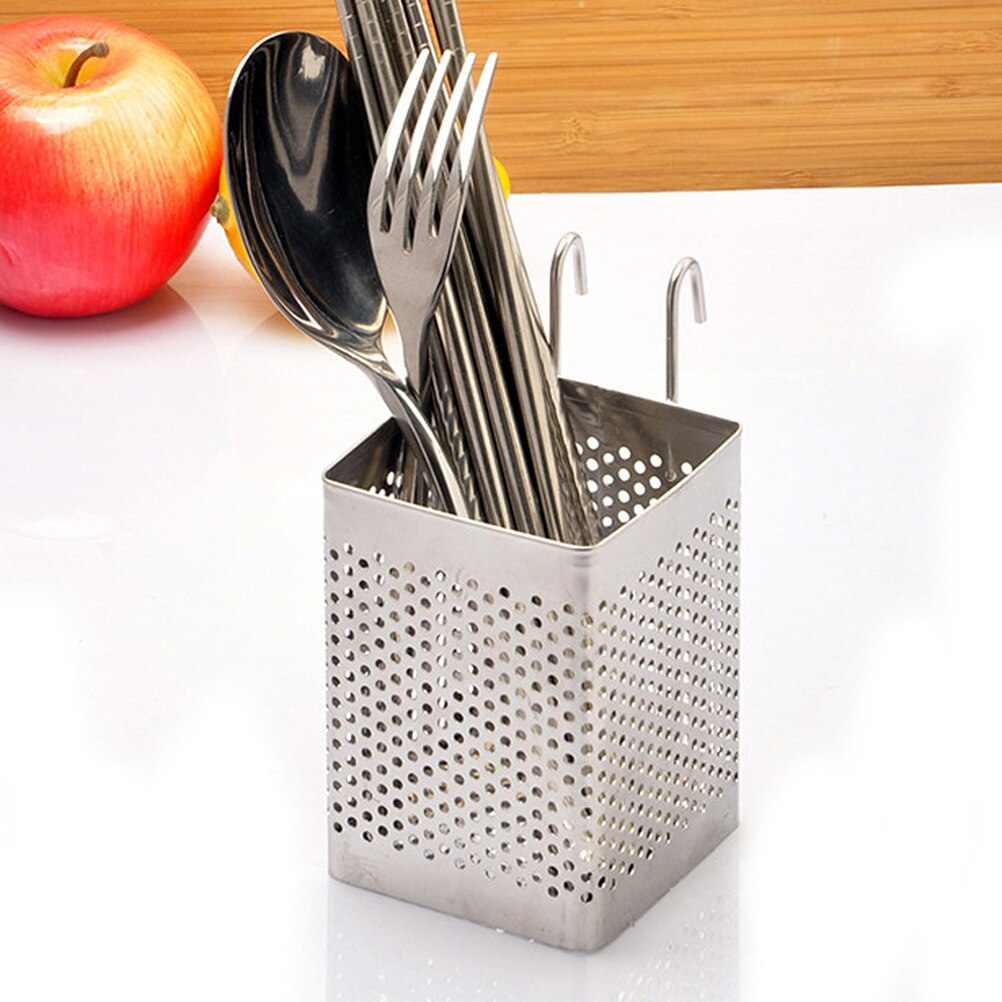 2pcs Chopsticks Storage Rack Cutlery Holder Stainless Steel Chopsticks Holder Hanging Cutlery Drying Basket Tableware Drainer