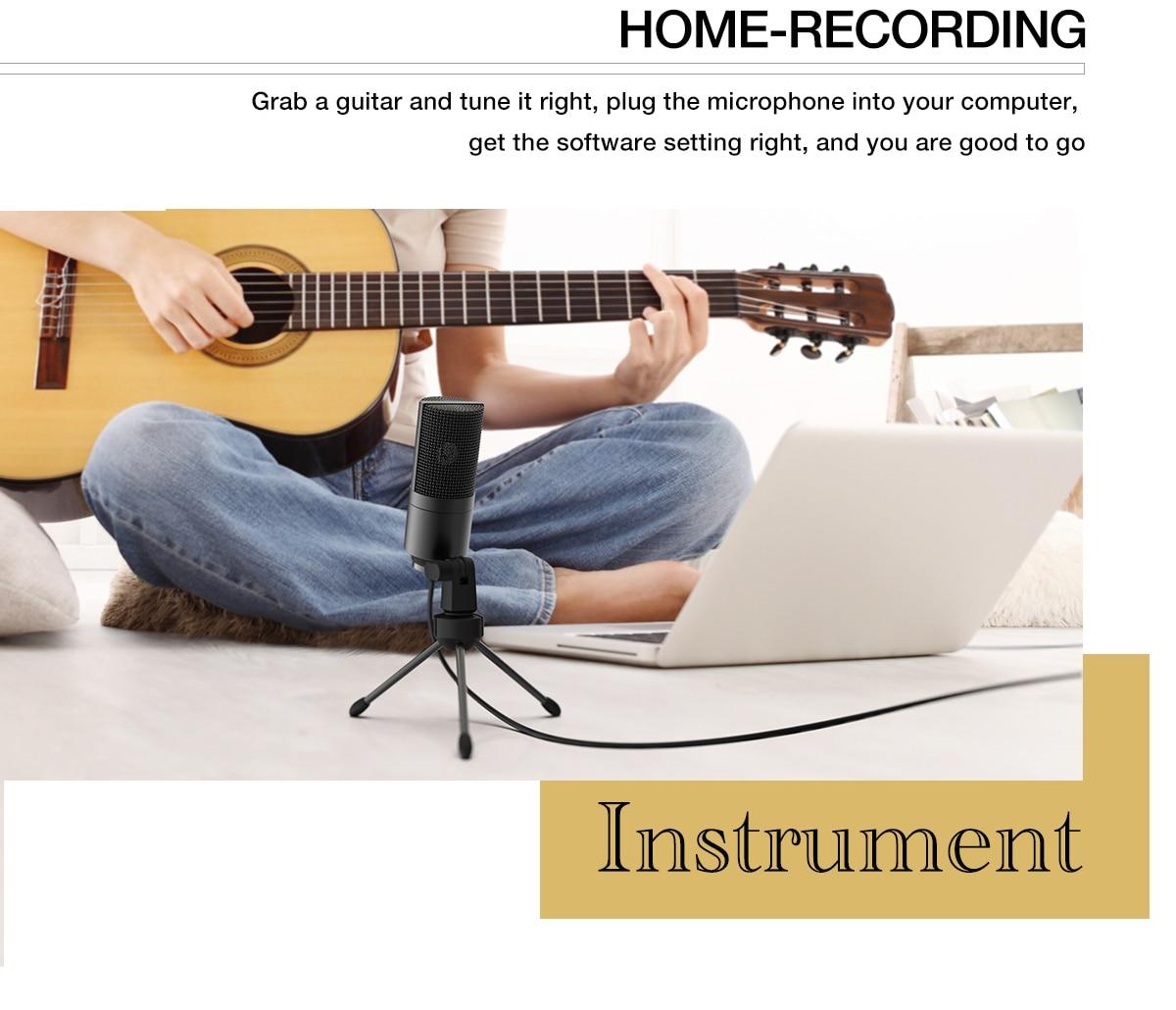 Fifine Metal USB Condenser Recording Microphone For Laptop Windows Cardioid Studio Recording Vocals Voice Over,YouTube-K669