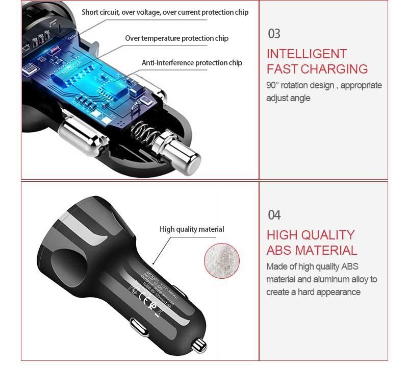 12V Car Cigarette Lighter Charger Auto USB QC 3.0 Quick Charge 3 USB Splitter Universal for Mobile Phone DVR GPS MP3 Accessories