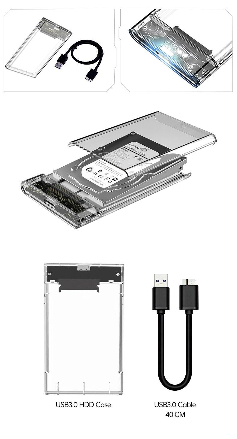 KingSpec HDD Case 2.5 Inch SATA to USB adapter HDD Hard Disk Enclosure External hdd Enclosure 2.5 HDD Box SATA SSD CASE USB 3.1