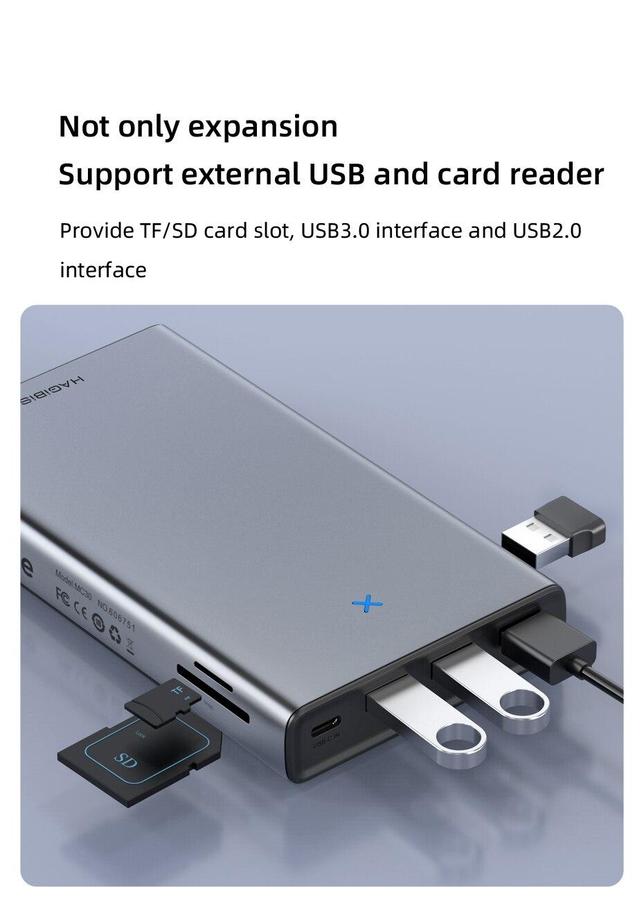 USB C HUB with Hard Drive Enclosure, 2.5 SATA to USB 3.0, Type C, Adapter for External SSD Disk, HDD case