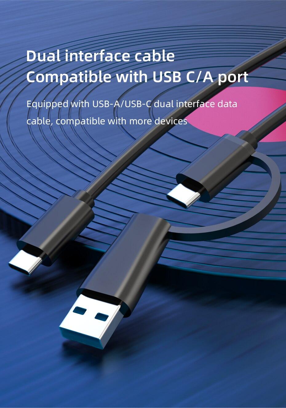 USB C HUB with Hard Drive Enclosure, 2.5 SATA to USB 3.0, Type C, Adapter for External SSD Disk, HDD case