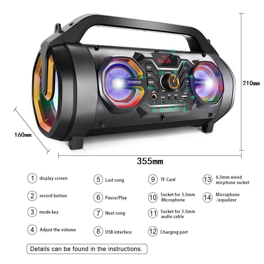 TOPROAD Portable 30W Bluetooth Speaker Big Power Wireless Stereo Bass Speakers Subwoofer Support Remote Control FM Radio MIC USB